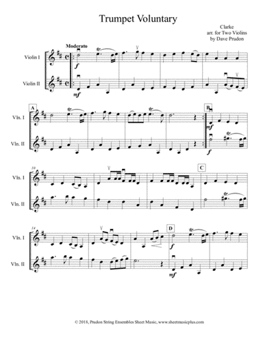 Clarke Trumpet Voluntary for Two Violins (arr. Dave Prudon)
