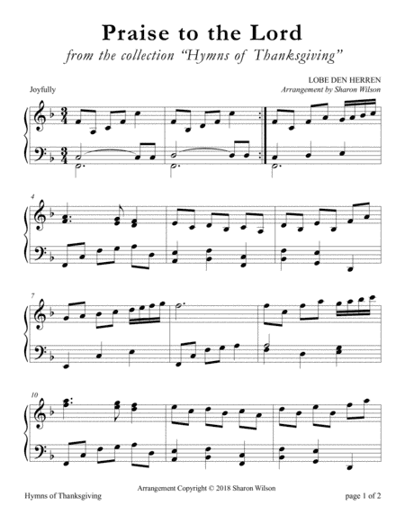 Praise to the Lord (LARGE PRINT Piano Solo) (arr. Sharon Wilson)
