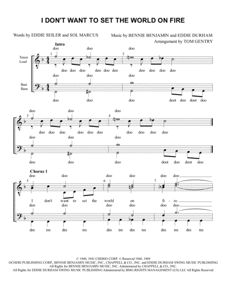 I Don't Want To Set The World On Fire (arr. Tom Gentry)