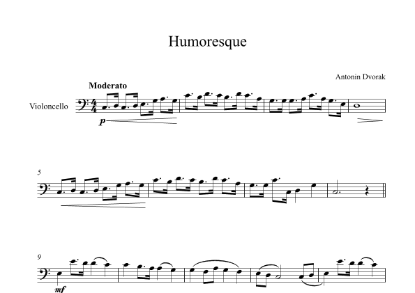 Humoresque - Antonin Dvorak (Cello) (arr. Digital Book Music)