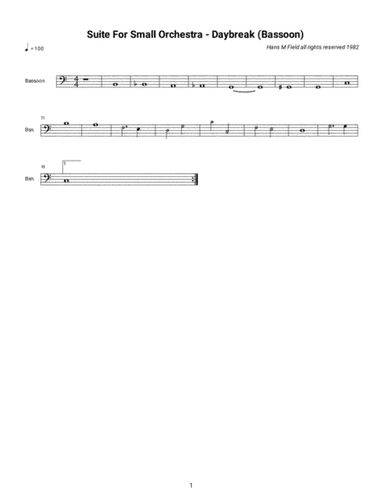 Suite for Small Orchestra - Daybreak (Basoon Part)