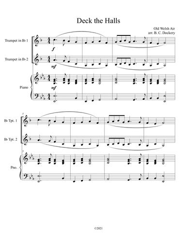 Deck the Halls (2 Trumpets and Piano) (arr. B. C. Dockery)
