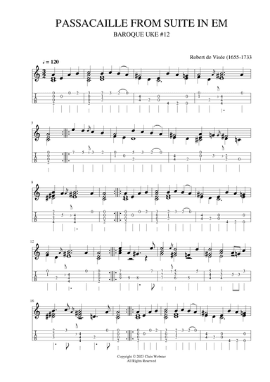 Baroque Uke #12 Passacaille in Em, Robert de Visée (arr. Chris Webster)