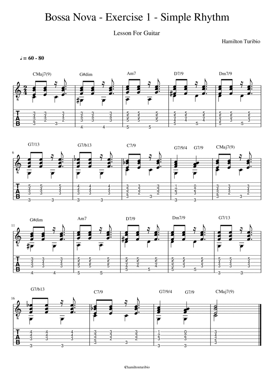 Bossa Nova - Exercise 1 in C Major