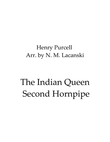 Second Hornpipe from The Indian Queen (arr. Nick Lacanski)