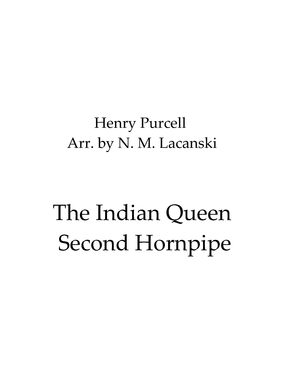 Second Hornpipe from The Indian Queen (arr. Nick Lacanski)