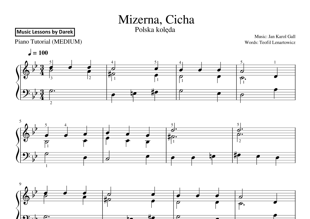 Mizerna, Cicha (Polish Christmas Carol) [MEDIUM PIANO] (arr. Darek)