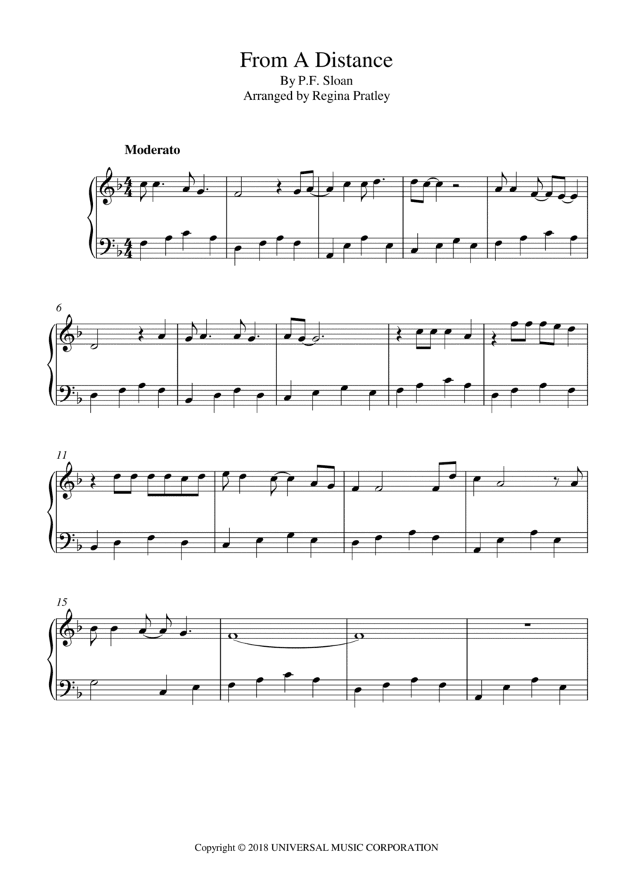 From A Distance (arr. Regina Pratley)