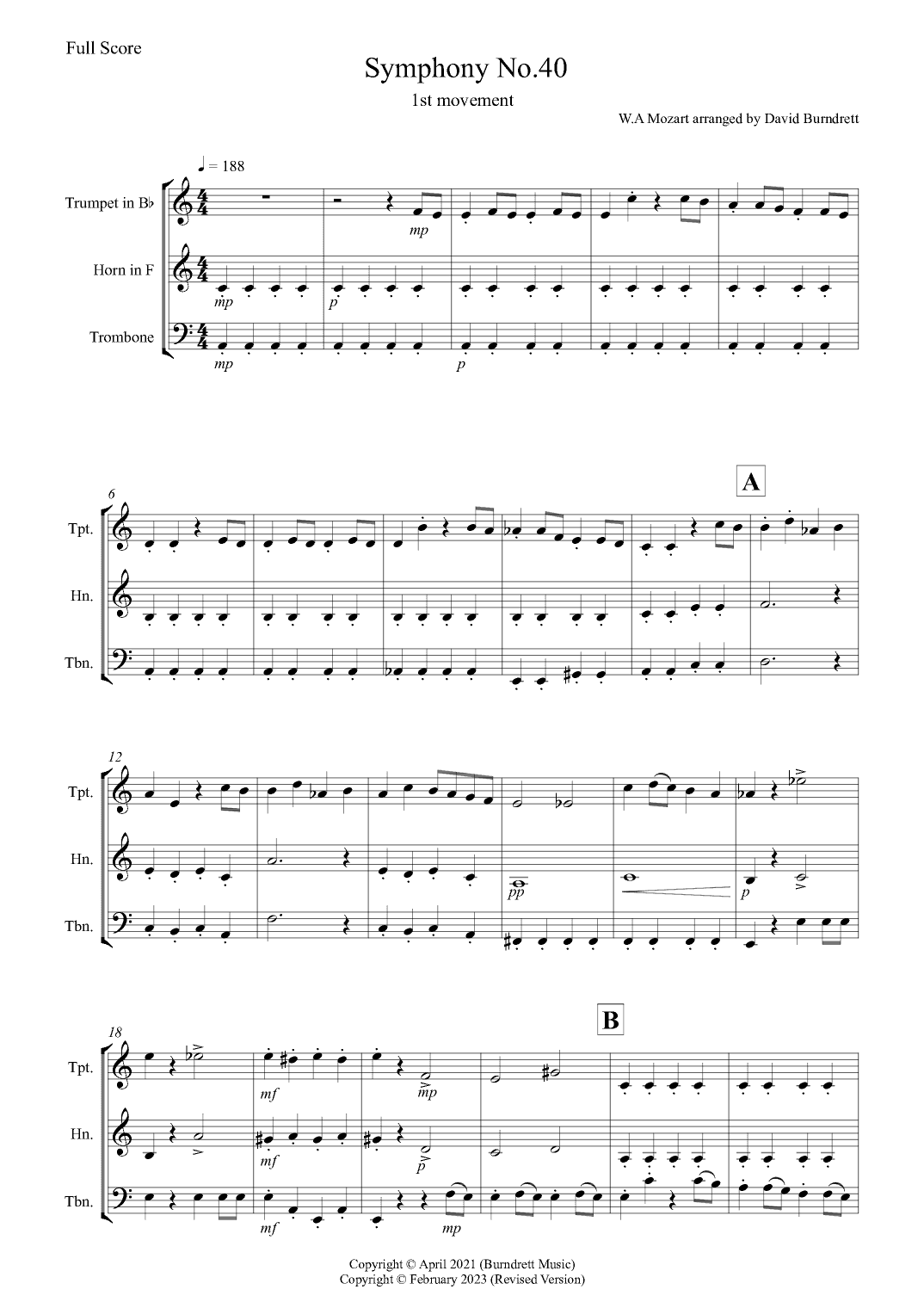 Silent Night for Brass Trio (arr. David Burndrett)