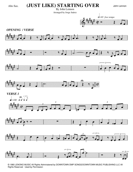 (just Like) Starting Over (arr. Jorge Juárez)