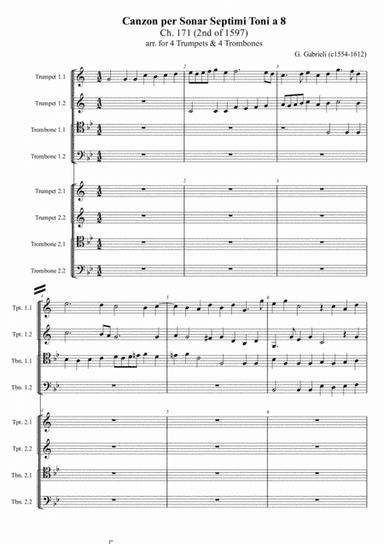 G. Gabrieli - Canzon per sonar septimi toni a 8, Ch.171 (for 4 Trumpets & 4 Trombones) (arr. M. Kutsenko)