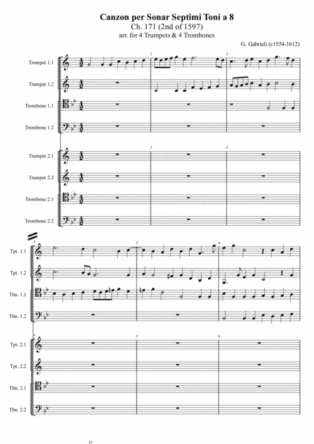 G. Gabrieli - Canzon per sonar septimi toni a 8, Ch.171 (for 4 Trumpets & 4 Trombones) (arr. M. Kutsenko)