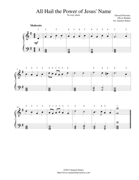 All Hail the Power of Jesus' Name - for easy piano (arr. Samuel Stokes)