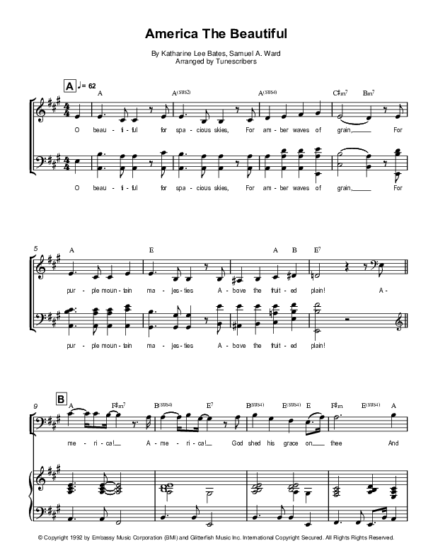 America The Beautiful (arr. Tunescribers)