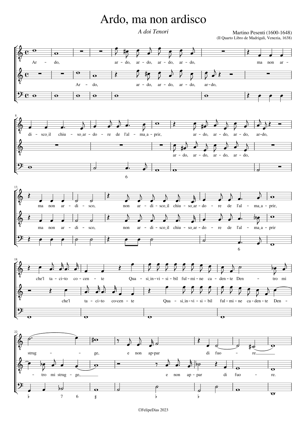 Ardo ma non ardisco (arr. Early Music Scores)