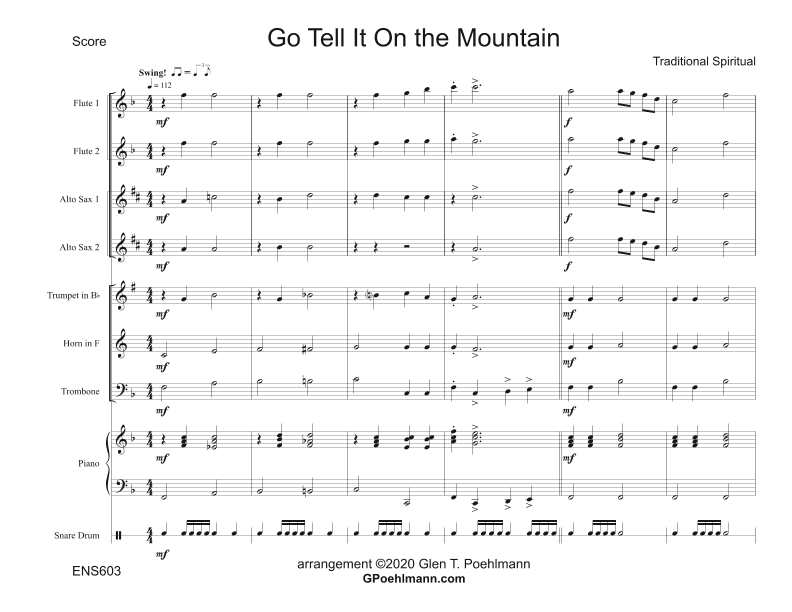 GO TELL IT ON THE MOUNTAIN - Instrumental Ensemble (flexible instrumentation) (arr. Glen Poehlmann)