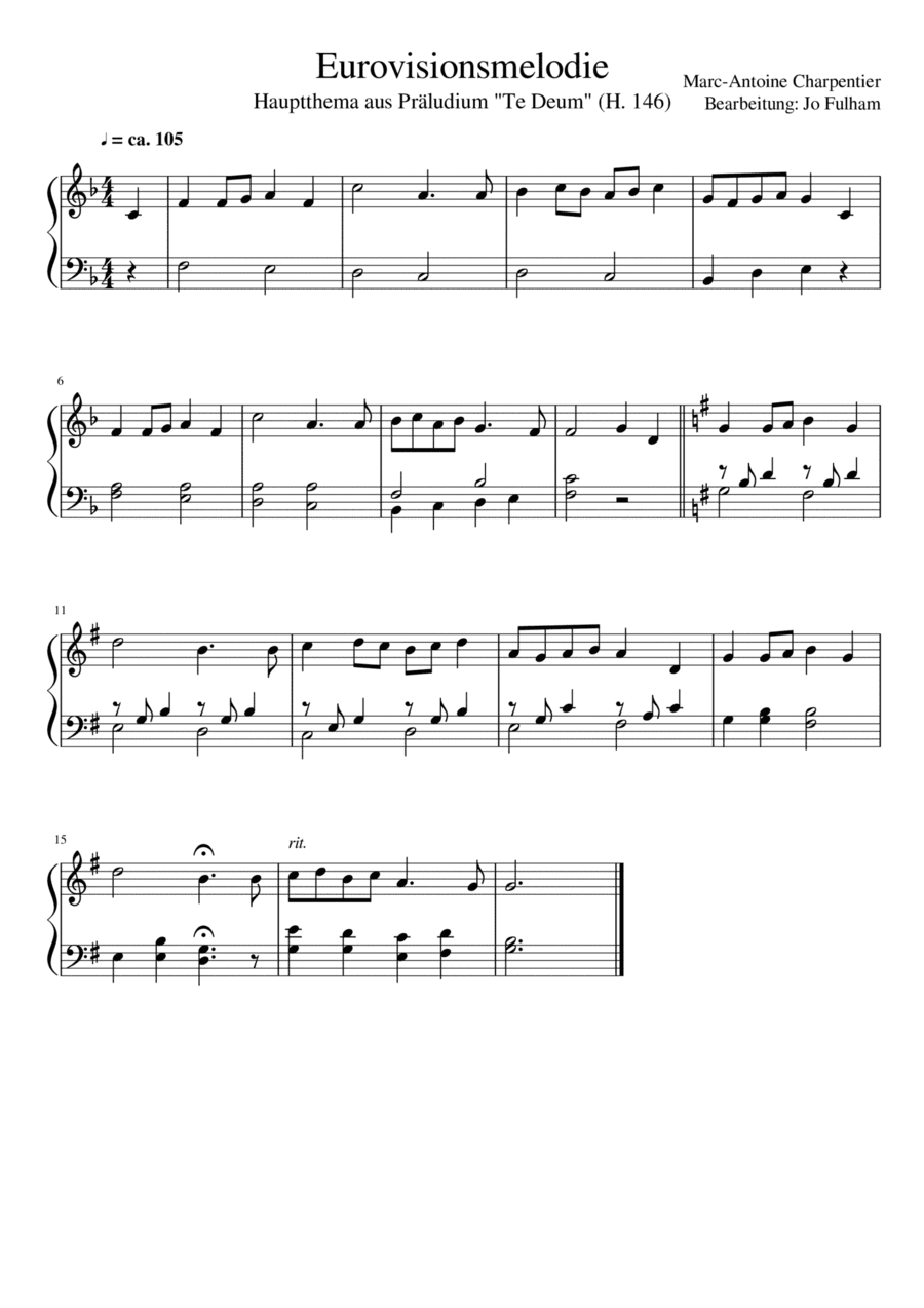 Eurovisionsmelodie (arr. Jo Fulham)