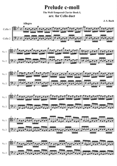 J. S. Bach - Prelude II c-moll from The Well-Tempered Clavier Book I, arr. for Cello duet (arr. M. Kutsenko)
