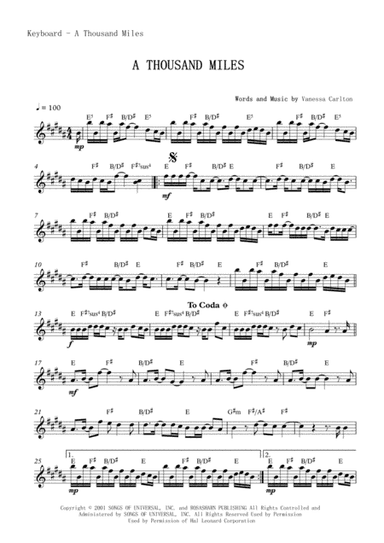 A Thousand Miles (arr. Marcelo Onetta Fermiano)