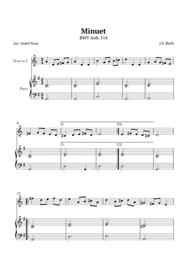 Minuet in G BWV Anh. 114 (arr. André Nusa)