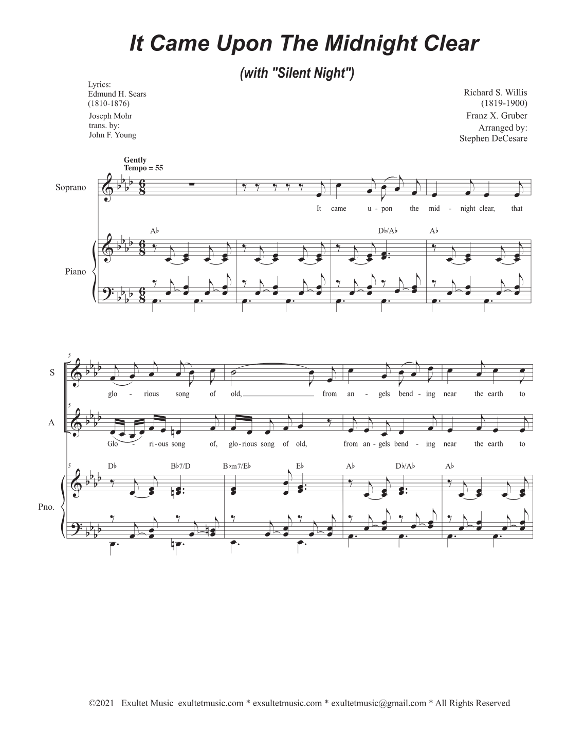 It Came Upon The Midnight Clear (with "Silent Night") (Duet for Soprano and Alto solo) (arr. Stephen DeCesare)