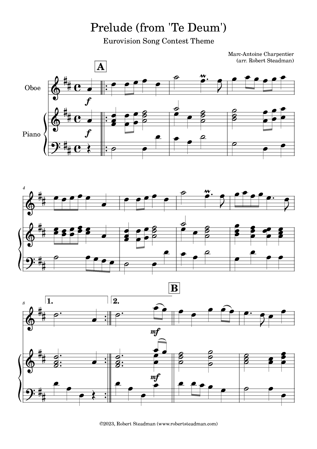 Prelude (from 'Te Deum') - EUROVISION SONG CONTEST THEME (arr. Robert Steadman)