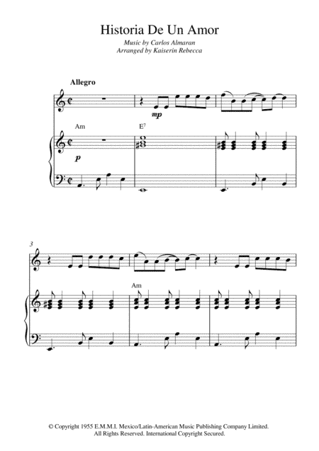 Historia De Un Amor (arr. Kaiserin Rebecca)