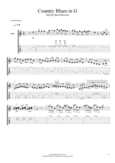 Country blues in G up tempo guitar solo