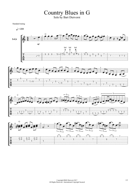 Country blues in G up tempo guitar solo