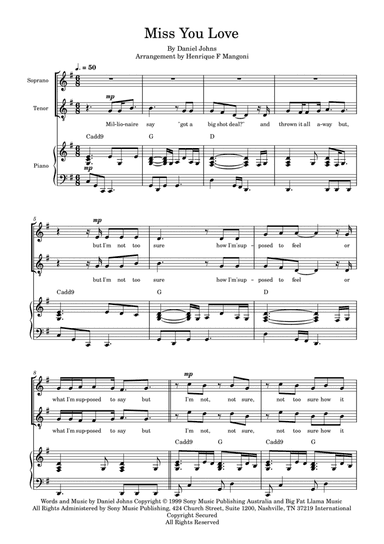 Miss You Love (arr. Henrique F Mangoni)