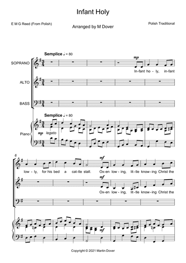 Infant Holy, Infant Lowly - Three part choir - SAB - Upper & Lower Voices (arr. Martin Dover)