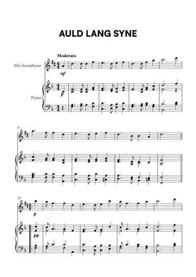 Auld Lang Syne (for Alto Sax and Piano) (arr. Cadenza Editions)
