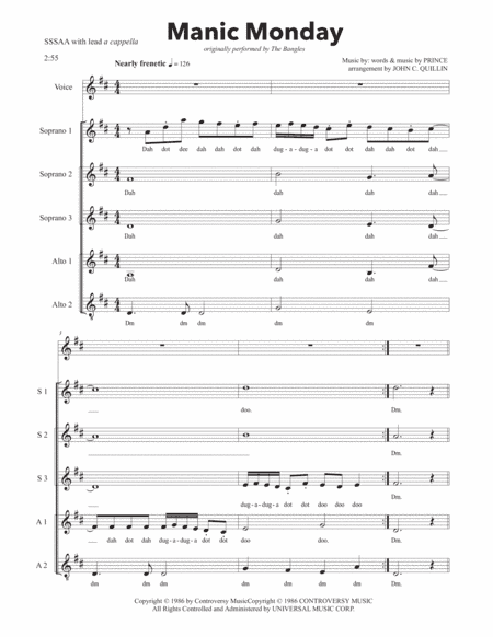 Manic Monday (arr. John C. Quillin)