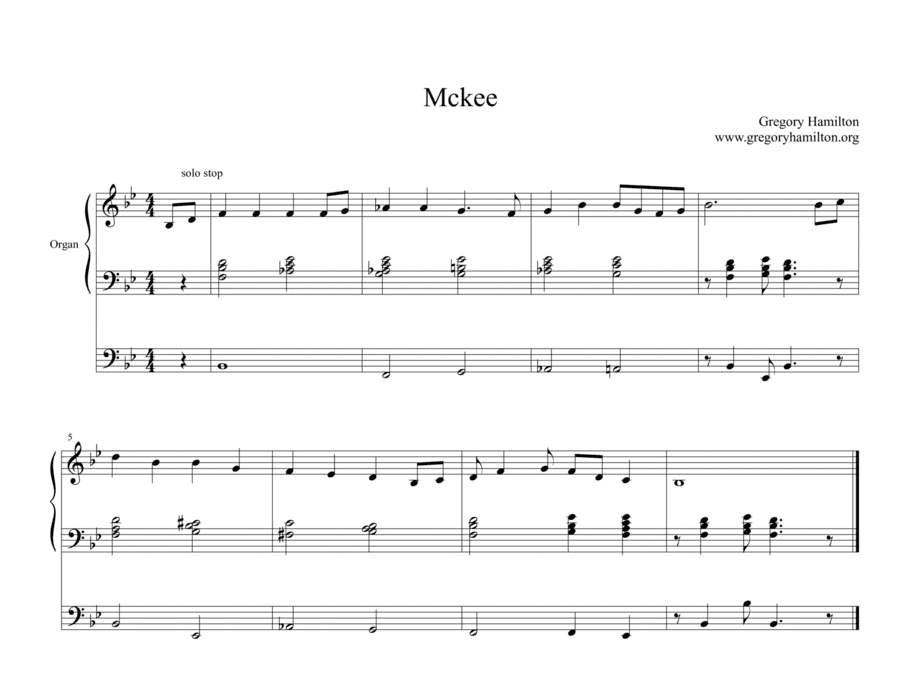 Mckee hymn tune: Alternate harmonization for Organ (arr. Gregory Hamilton)