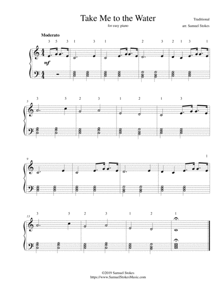 Take Me to the Water - for easy piano (arr. Samuel Stokes)
