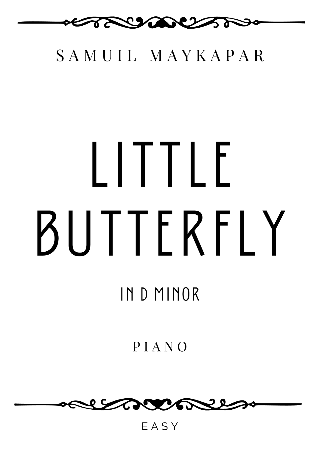 Maykapar - The Butterfly in D minor - Easy (arr. Piacere Music Sheets)