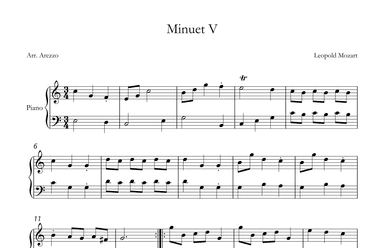 leopold mozart minuet v notebook for wolfgang (arr. Arezzo Music)