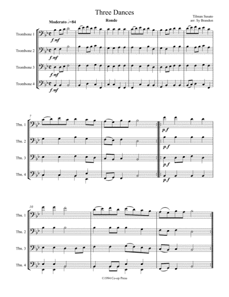 Three Dances for Trombone Quartet (arr. Sy Brandon)
