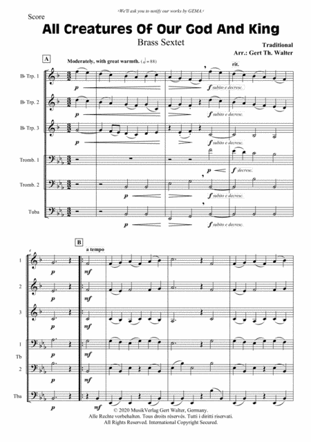 All Creatures Of Our God And King (arr. Gert Th. Walter)