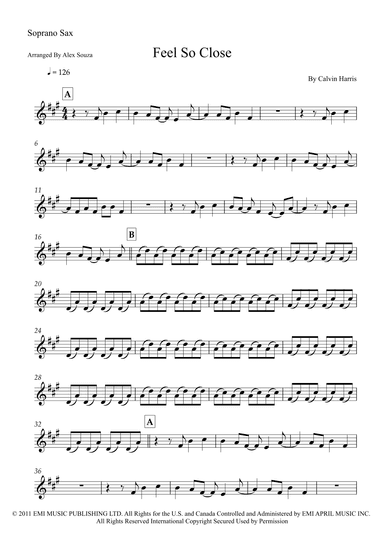 Feel So Close (arr. Alex Souza)
