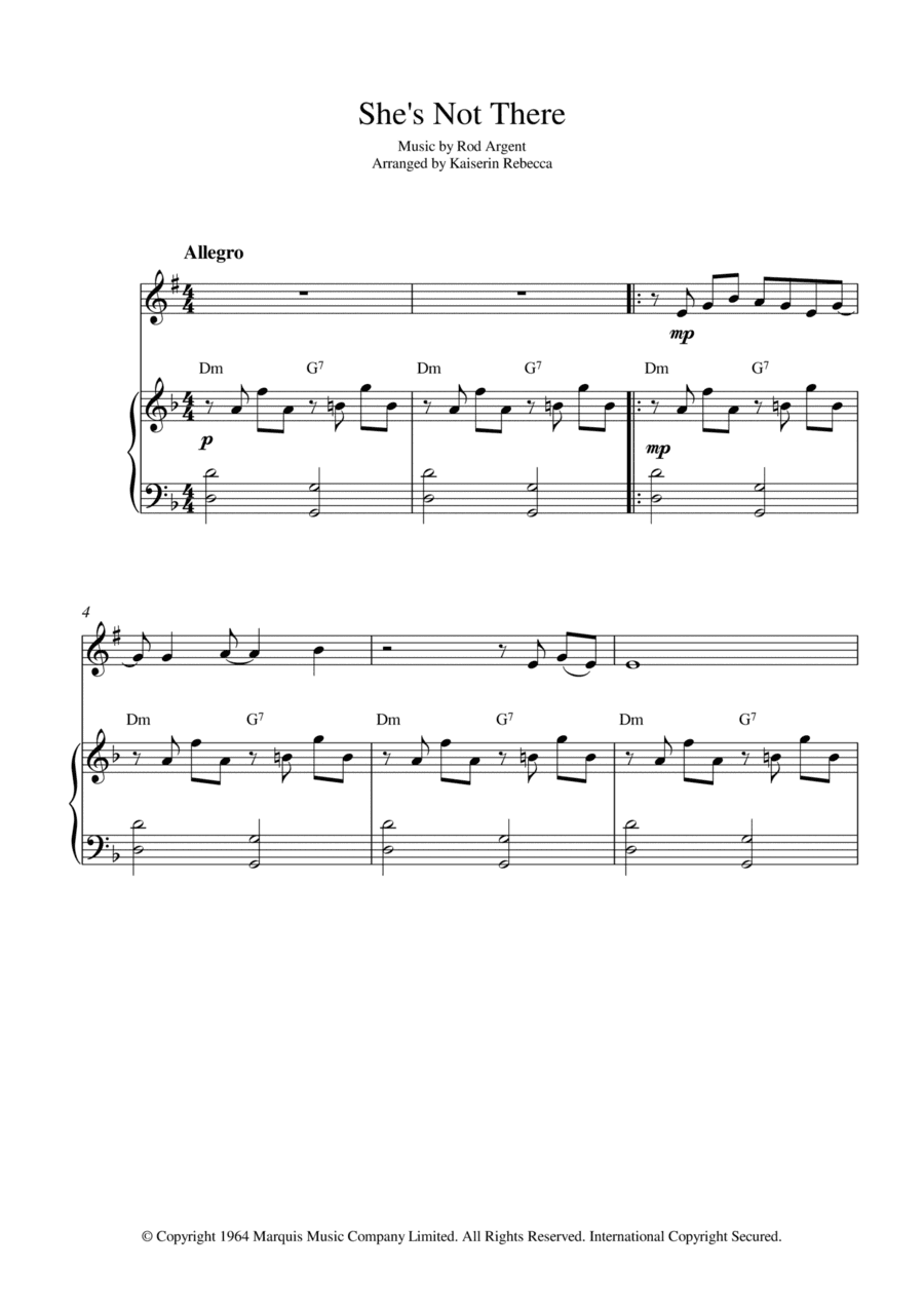 She's Not There (arr. Kaiserin Rebecca)