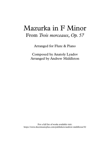 Mazurka in F Minor, arranged for Flute & Piano (arr. Andrew Middleton)