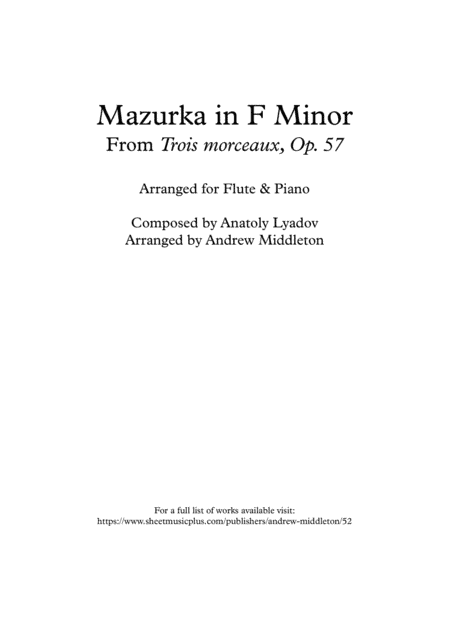 Mazurka in F Minor, arranged for Flute & Piano (arr. Andrew Middleton)