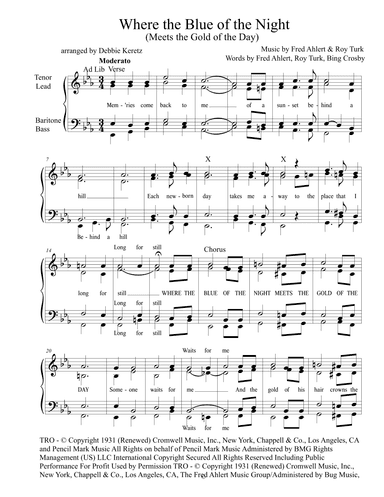Where The Blue Of The Night (meets The Gold Of The Day) (arr. Debbie Keretz)