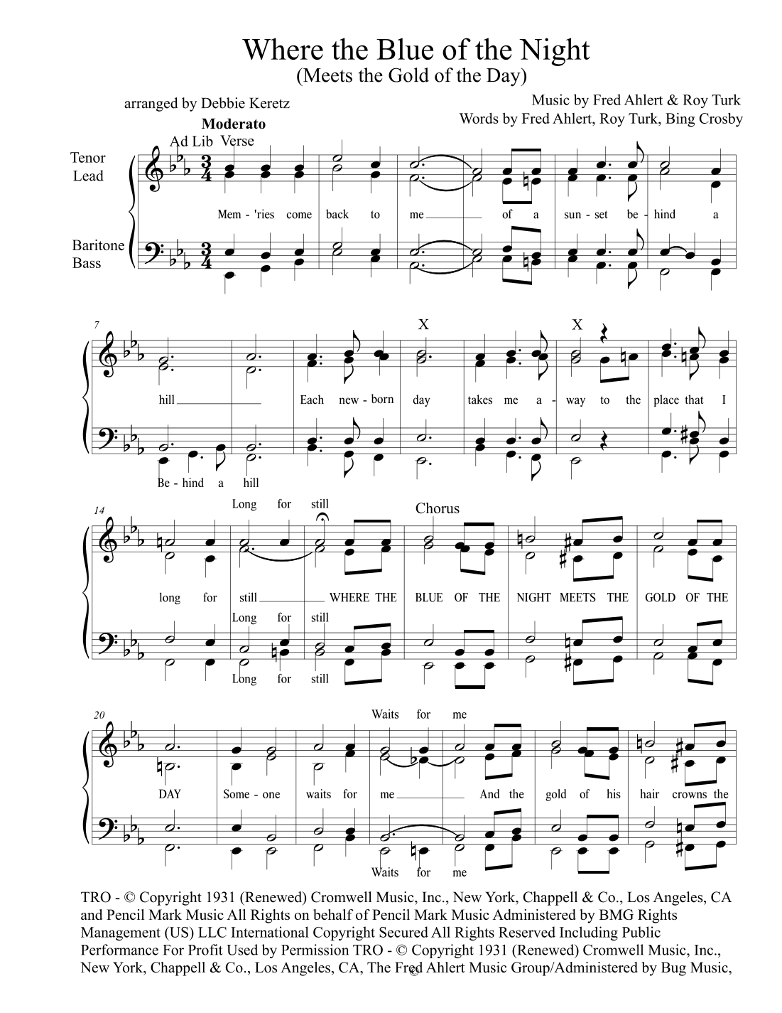 Where The Blue Of The Night (meets The Gold Of The Day) (arr. Debbie Keretz)