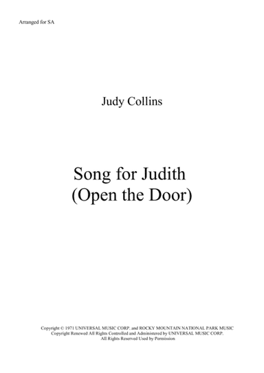 Song For Judith (open The Door) (arr. Anne Rees)