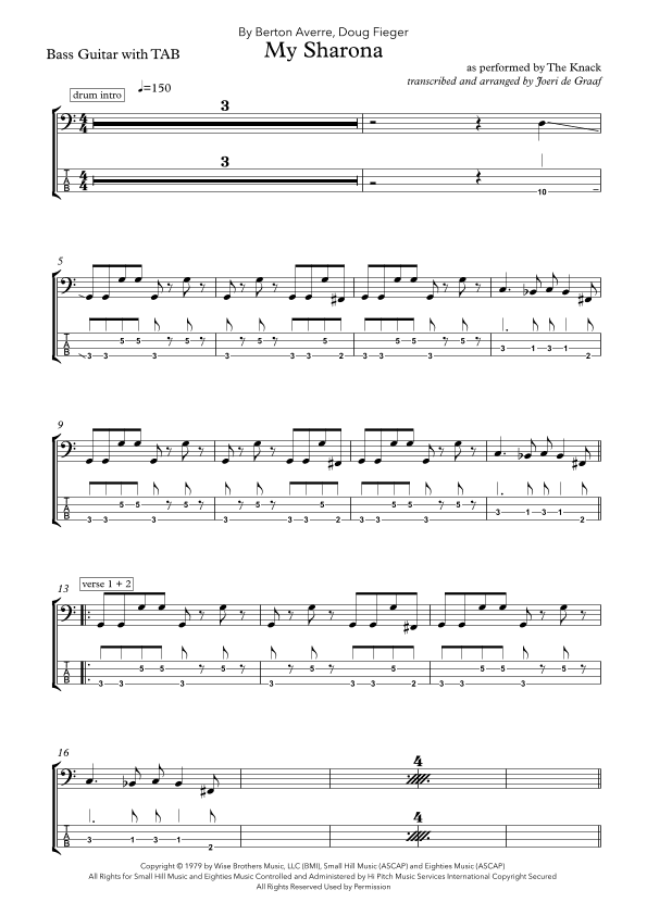 My Sharona (arr. Joeri de Graaf)