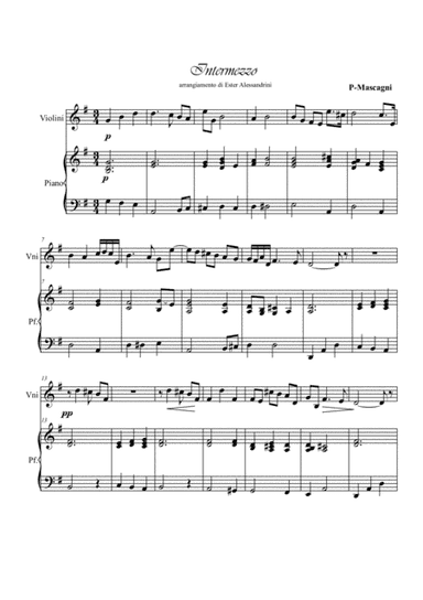 Intermezzo from Cavalleria rusticana. Violin and piano (arr. Ester Alessandrini)