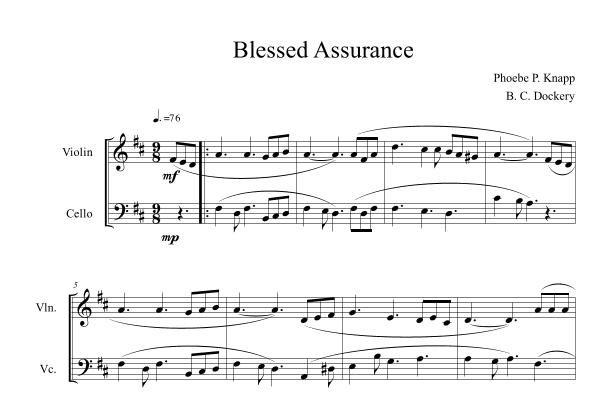 Blessed Assurance (Violin and Cello Duet) (arr. B. C. Dockery)