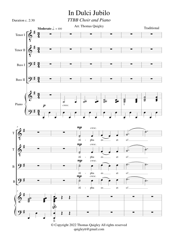 In Dulci Jubilo (arr. Thomas Quigley)